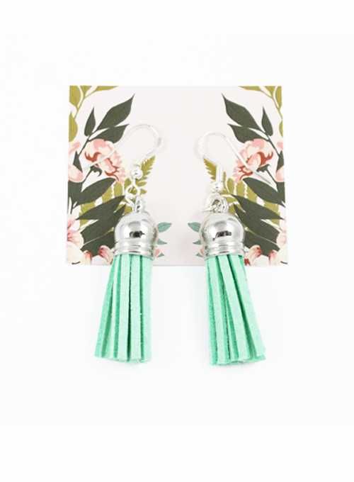 kolczyki Chwosty frędzle wiszące długie miętowe NB128