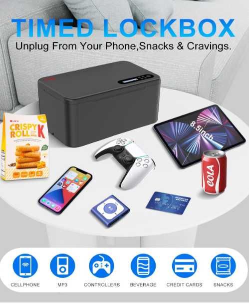 IDiskk blokada telefonu z timerem sejf na telefon gry wideo czarny