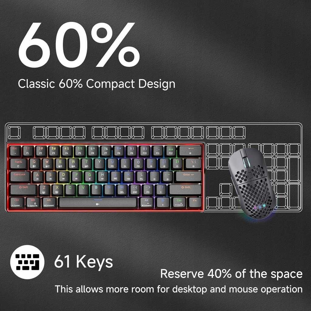 KEMOVE K61SE 60% mechaniczna klawiatura RGB Red Linear Switch POWYSTAW