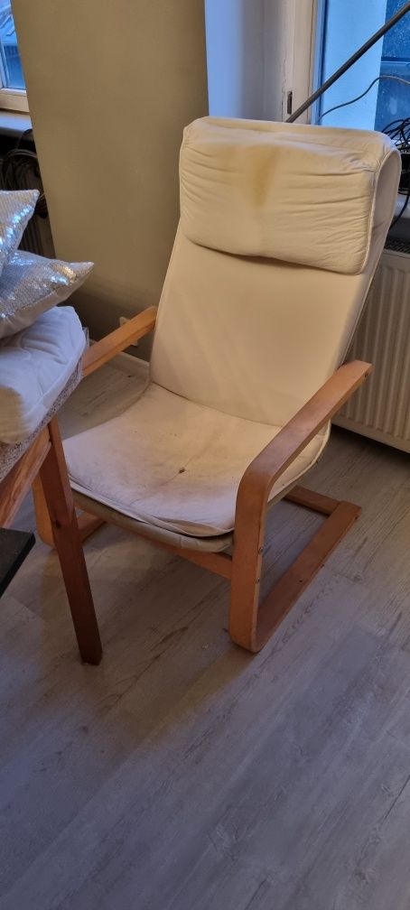 Fotel Ikea biały,  bez pokrowca