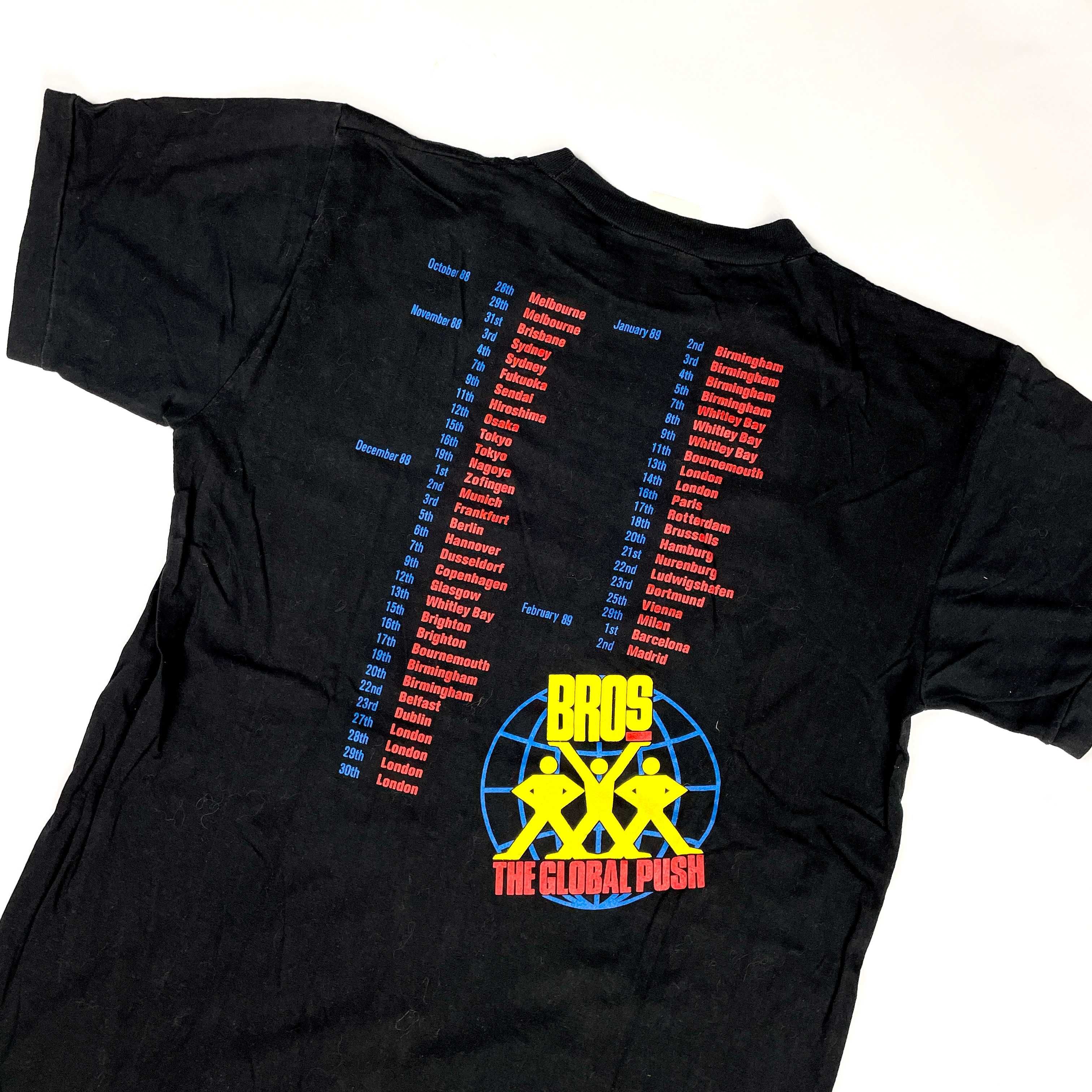 Vintage 1988 Bros The Global Push T-shirt 80s (M) koszulka z nadrukiem