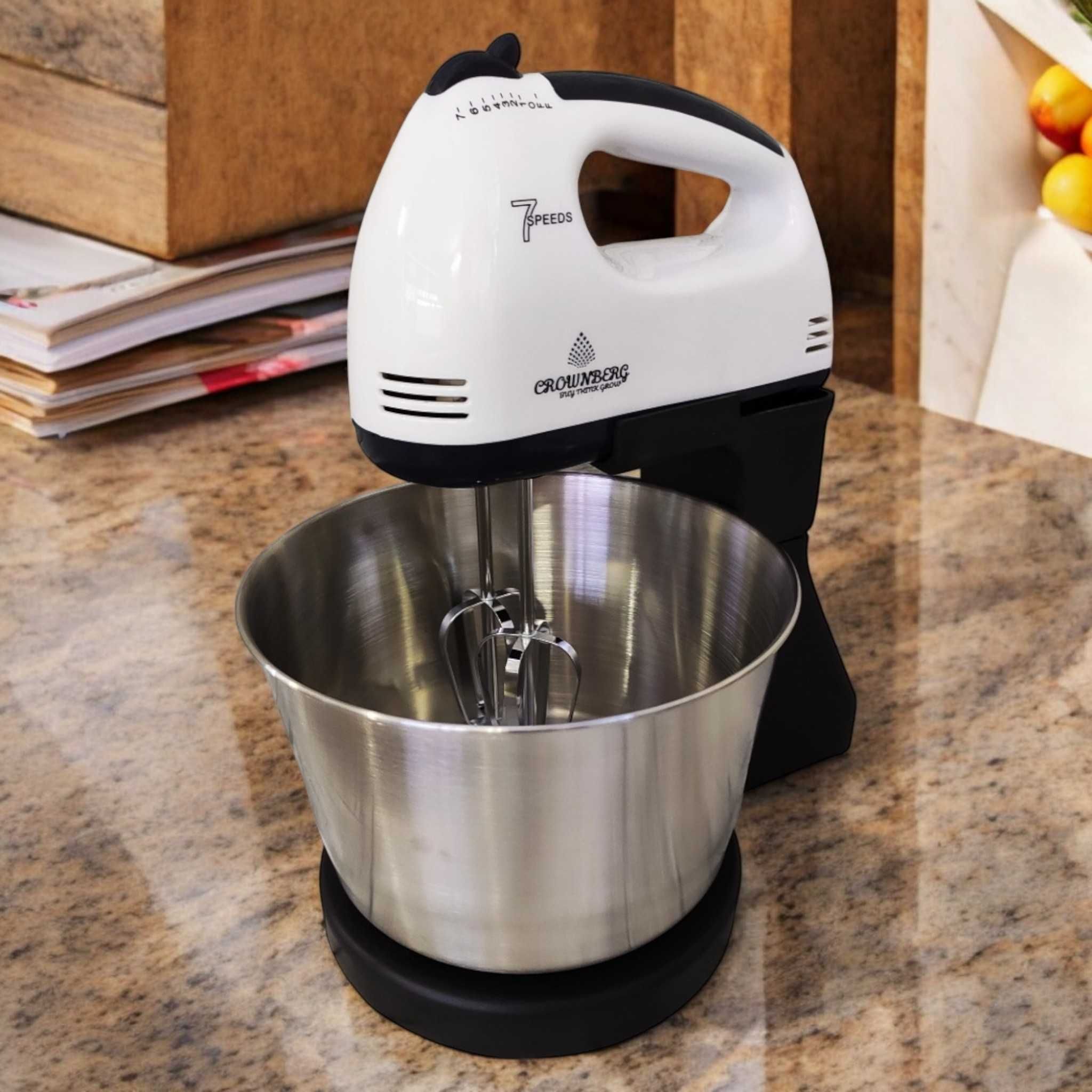 Миксер Crownberg CB 7321 300 Вт 7 скоростей с металлической чашей
