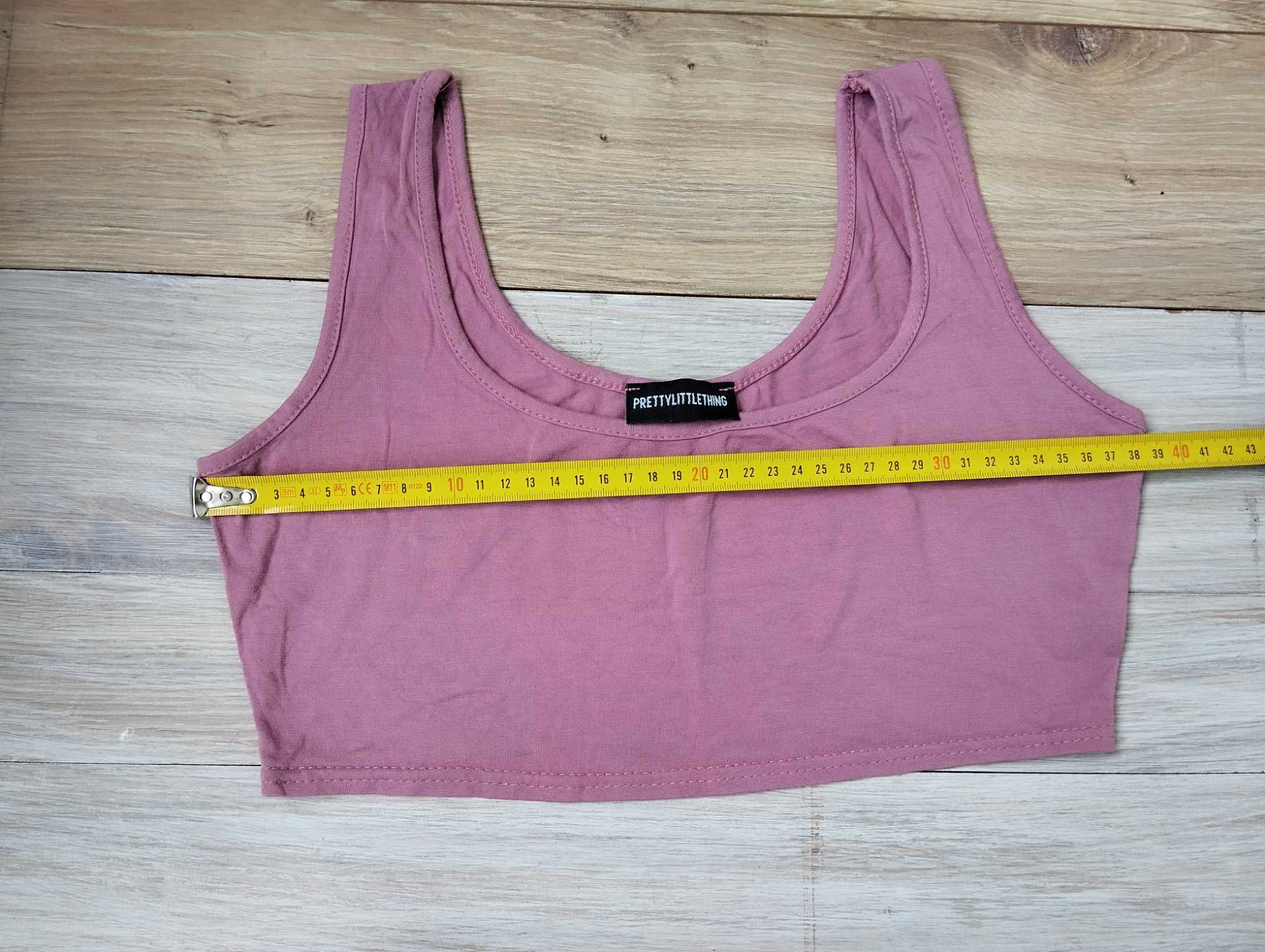 liliowy crop top fioletowy bralet pin up ramiączka retro M elastyczny