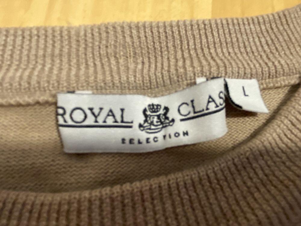 Royal Class rozm L męski sweter wełna bawełna beżowy elegancki
