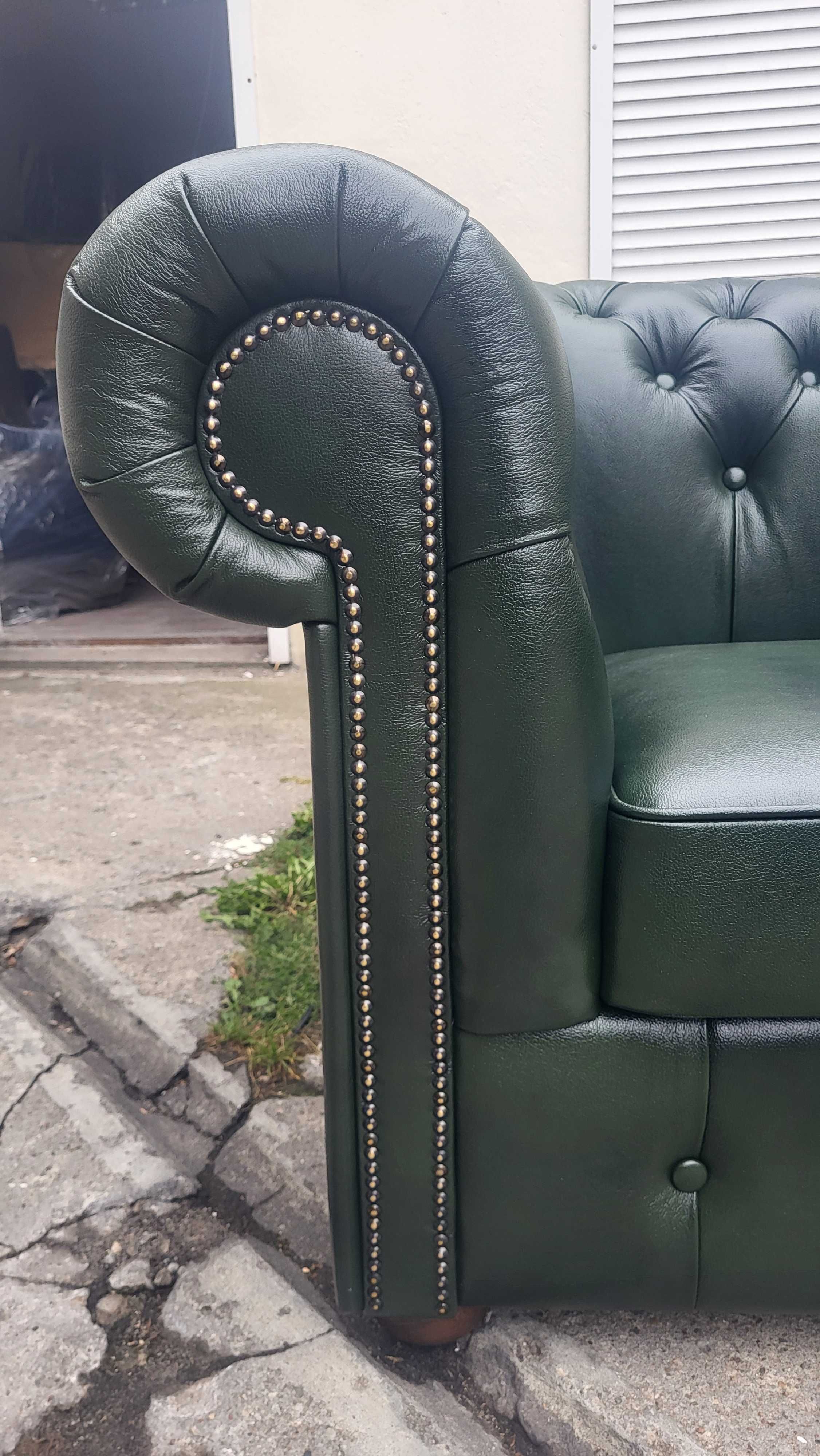 Komplet Chesterfield 3+2+1 skóra naturalna -promocja