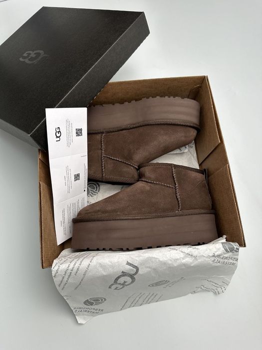 УГГІ‼️UGG Ultra Mini Platform Brown PREMIUM , уггі жіночі , зимові