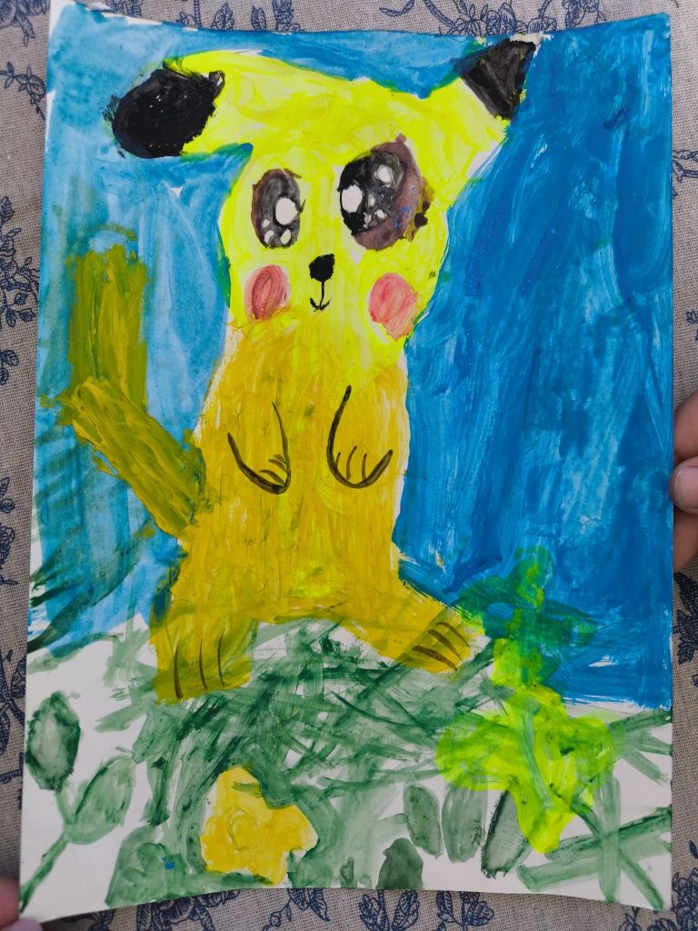 Pikachu, obraz, akwarele, format A4