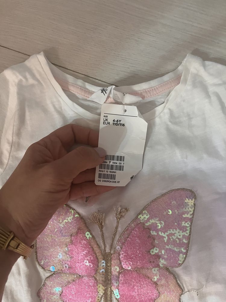 H&m футболка на девочку, 4-6 лет, новая