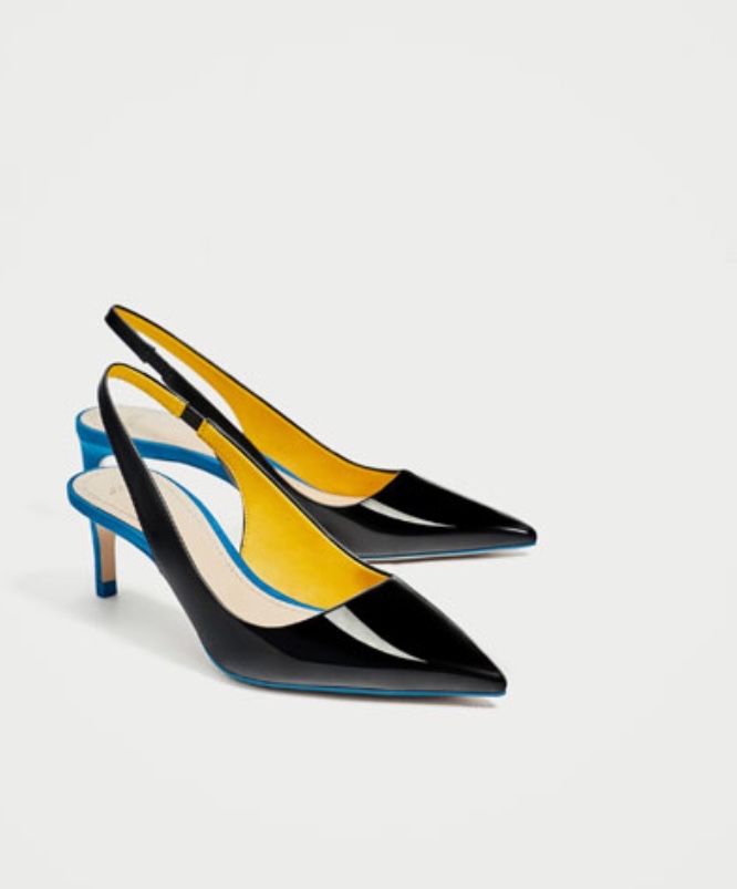 Nowe Lakierowane buty ZARA na obcasie z odkrytą piętą, rozmiar 38