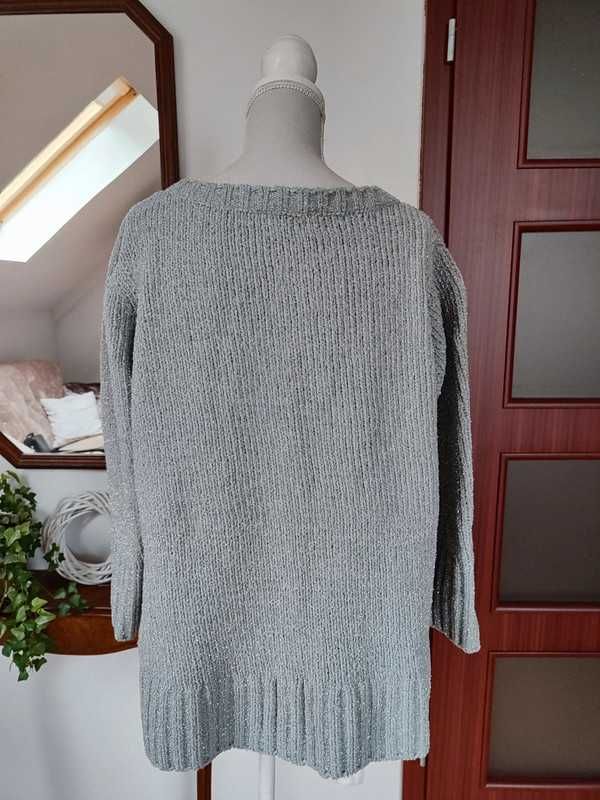 Sweter M 38 Colours of the world TAKKO błyszczący metaliczny szary