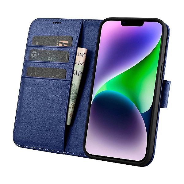iCarer Wallet Case 2in1 etui iPhone 14 skórzany pokrowiec z klapką Ant