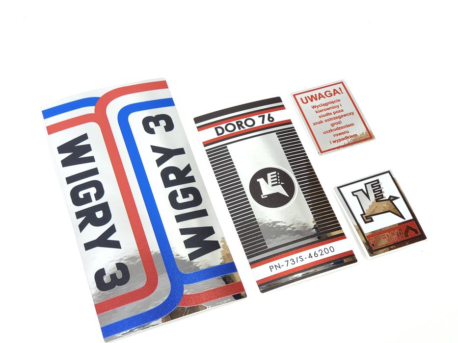 NOWE Naklejki Romet Wigry 3 Doro 76 emblematy loga komplet