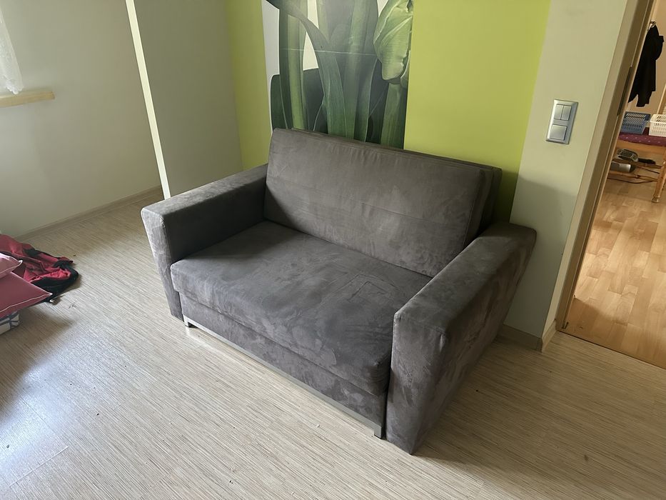 Kanapa sofa grafitowa dwuosobowa rozkladana z pojemnikiem