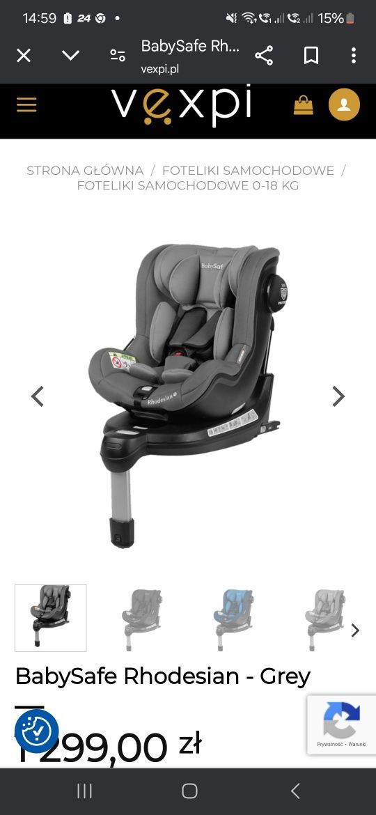 Fotelik z bazą BabySafe Rhodesian 0-18kg