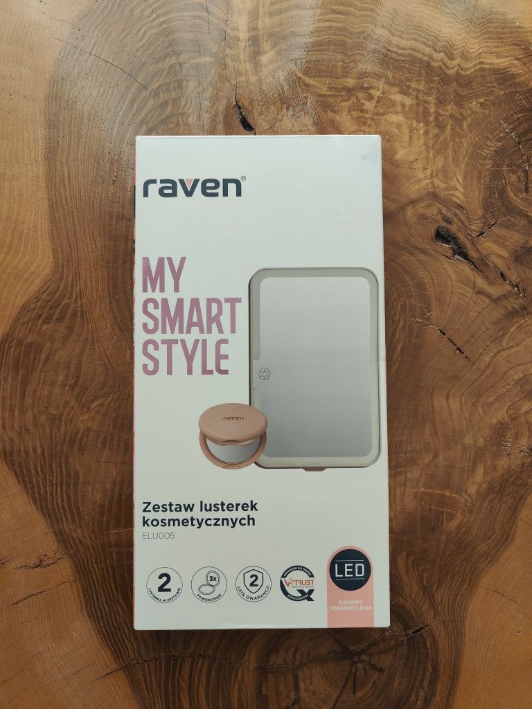Dwa lusterka kosmetyczne Raven ELU005 podświetlane LED
