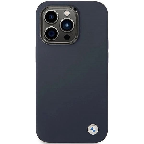 Etui Bmw Silicone Metal Logo na iPhone 14 Pro Max - granatowe