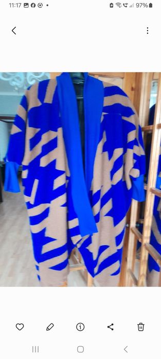 Ciepła narzutka w chabrowa karmelową pepitke