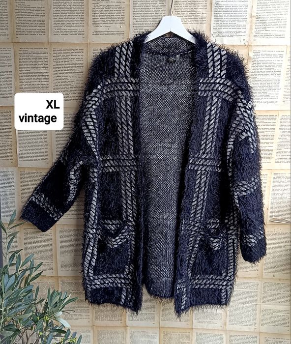 Sweter kardigan XL biust 60x2  '90s vintage hygge casual Shaggy lata '