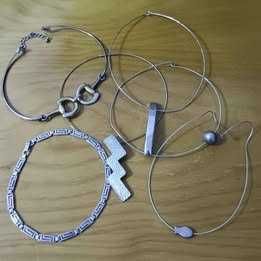 6 colares metálicos vintage/bijuteria *