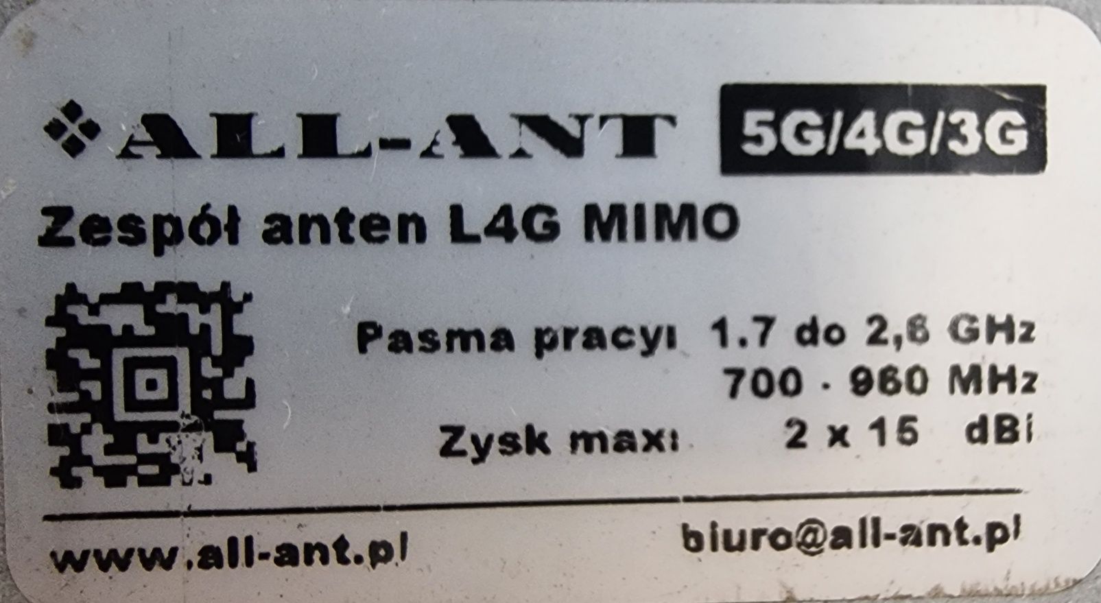 Antena LTE GSM zewnętrzna all-ant, kabel 20m SMA