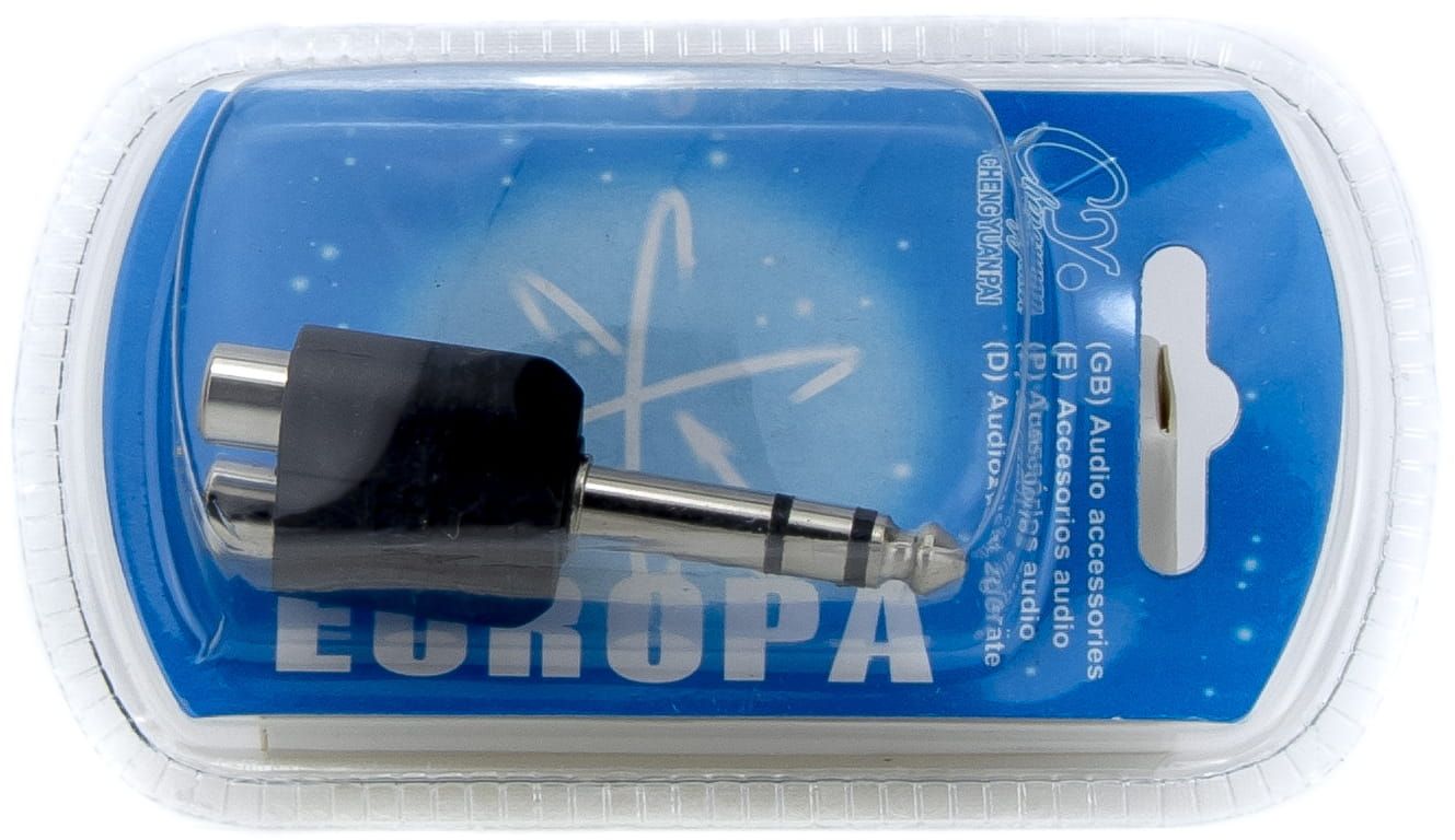 Przejściówka / adapter stereo JACK 6,3mm męski na 2x RCA Chinch żeński