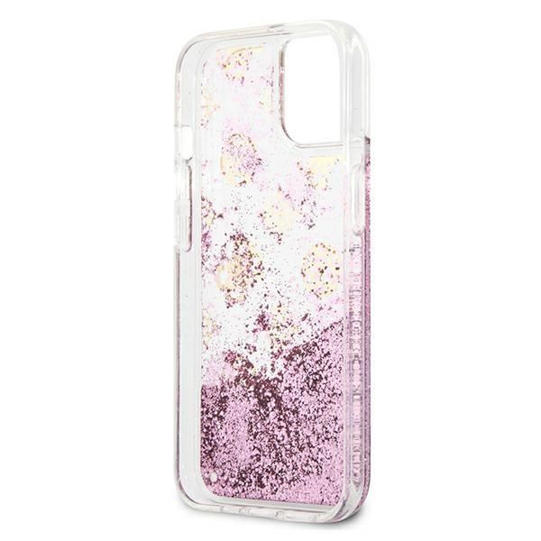 Etui Guess Peony Liquid Glitter do iPhone 13 Mini - Różowe Hardcase