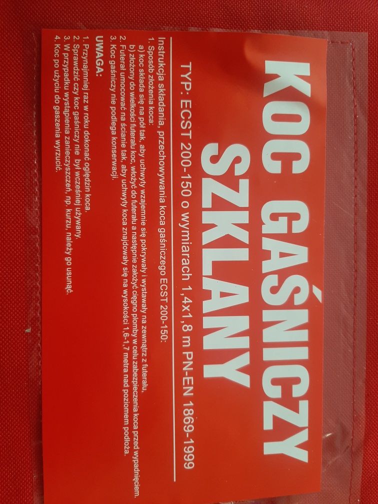 Koc gaśniczy szklany ECST 200 140×180 cm Pabiantex