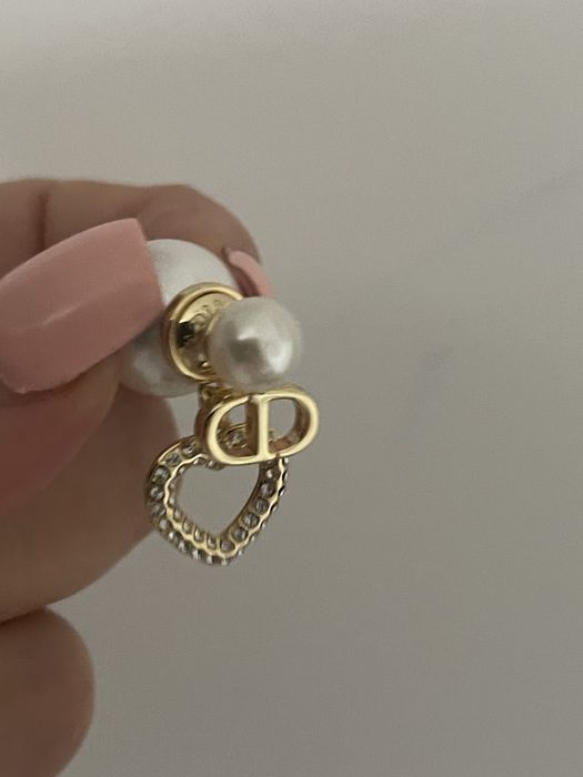 Kolczyki Dior perly serduszko