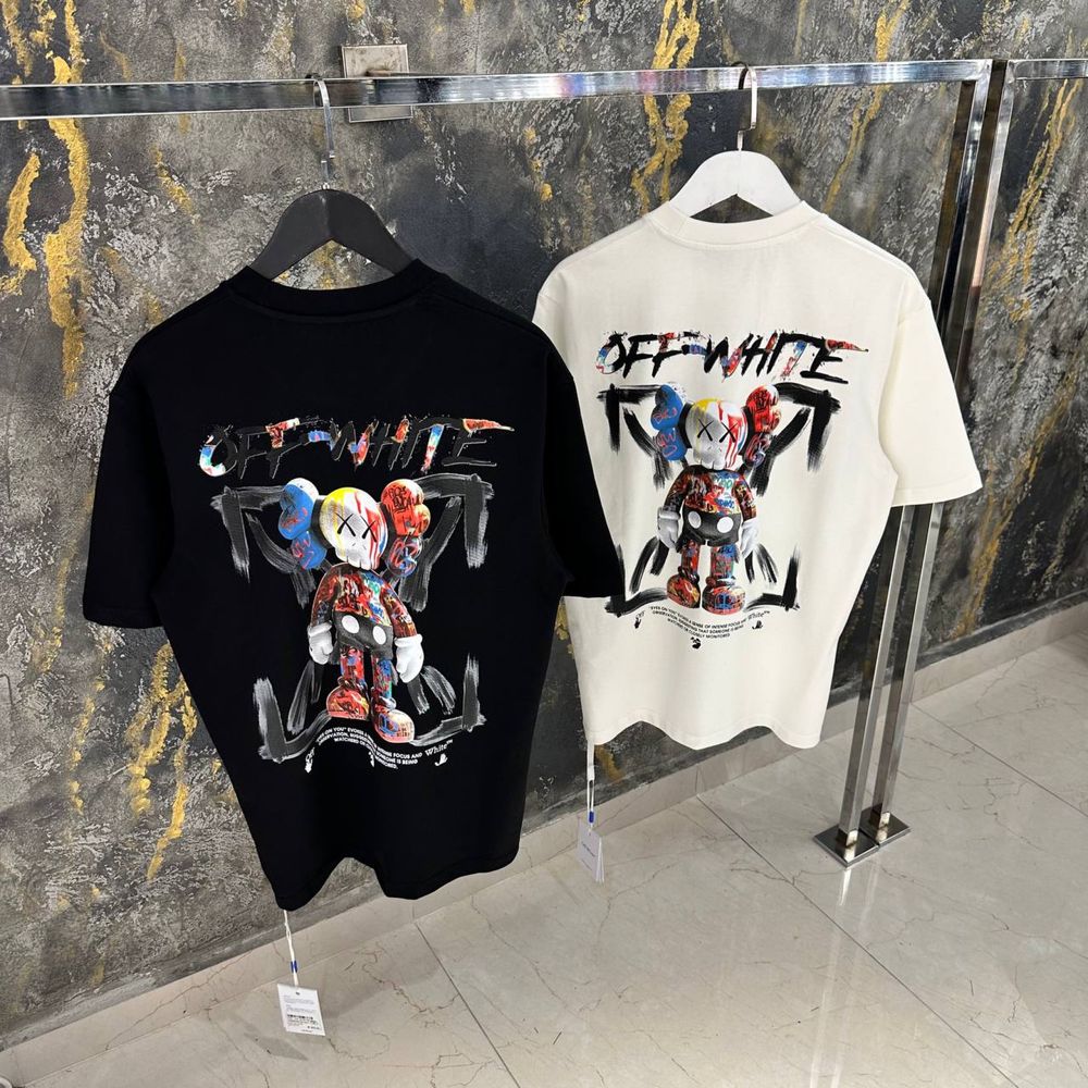 Off-white x kaws мужская футболка оверсайз оригинал унисекс