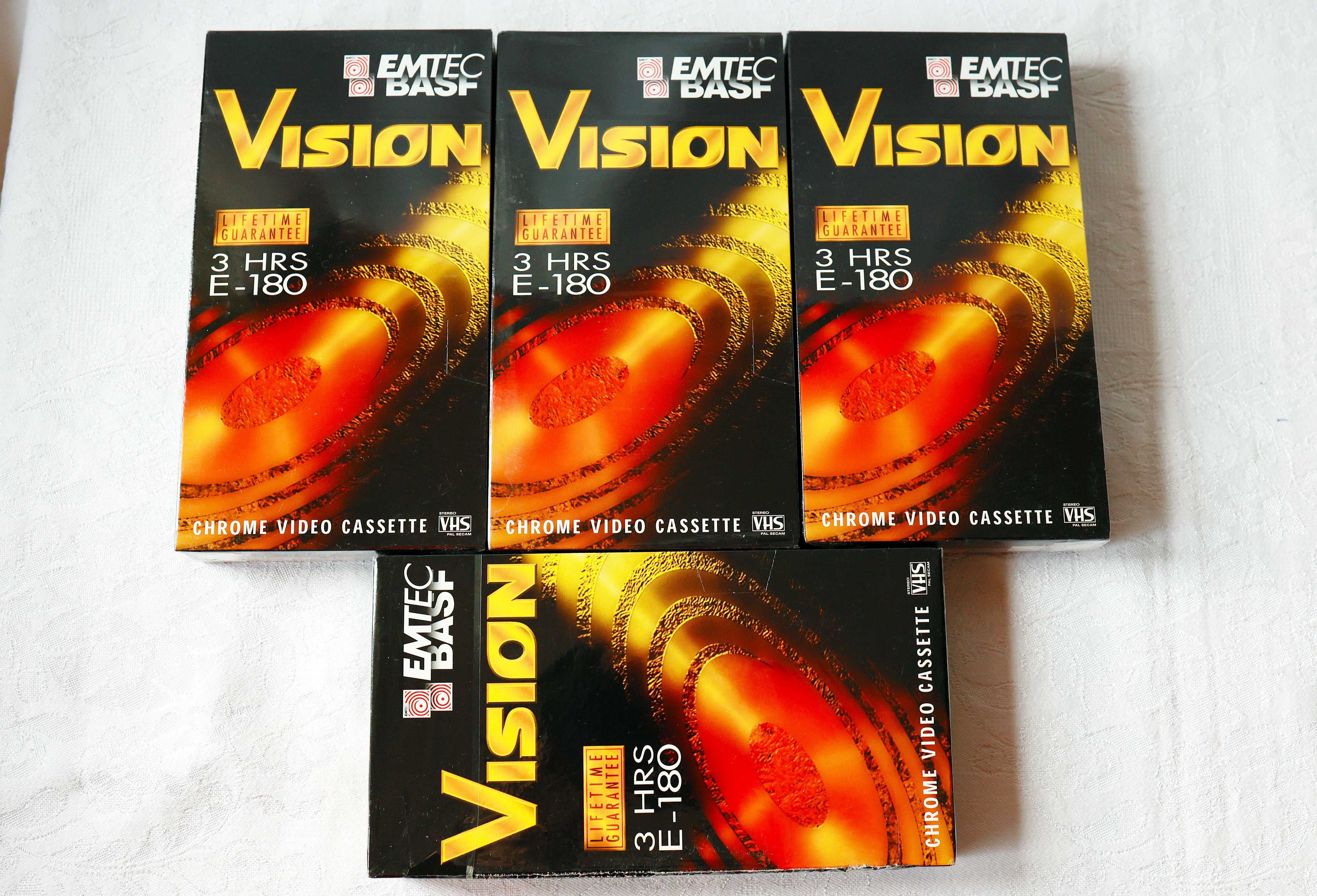 4x Kaseta VHS * BASF/Emtec VISION *E-180* Nowe KASETY stan BDB *Tanio!