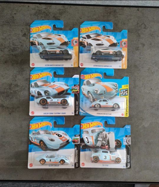 Zestaw Hot Wheels GULF Porsche 356 Aston Martin Shelby Ford Glory Chas