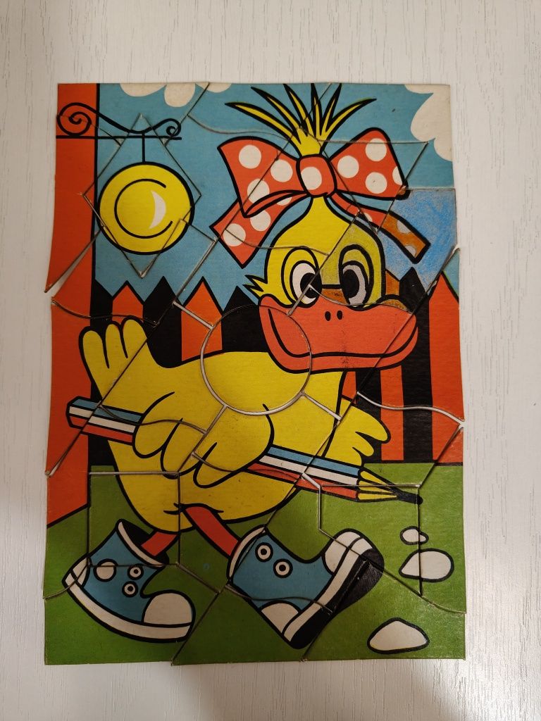 Składanka dla dzieci, puzzle, kaczka dziwaczka, byczek Fernando, PRL