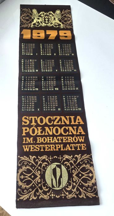 Proporczyk Stocznia Północna Gdańsk Herb Kalendarz 1979 rok haftowany