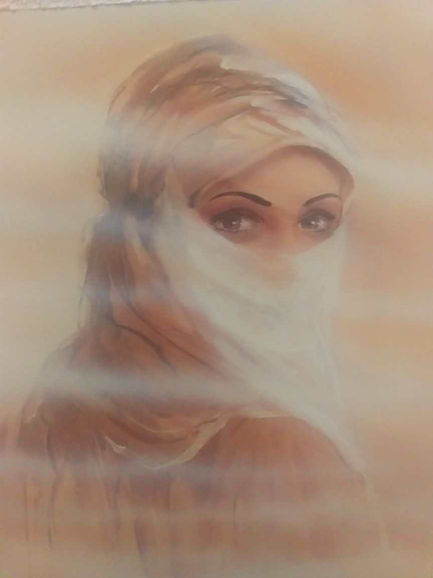 Piękny obraz przedstawiający piękną Arabkę z sygnaturą