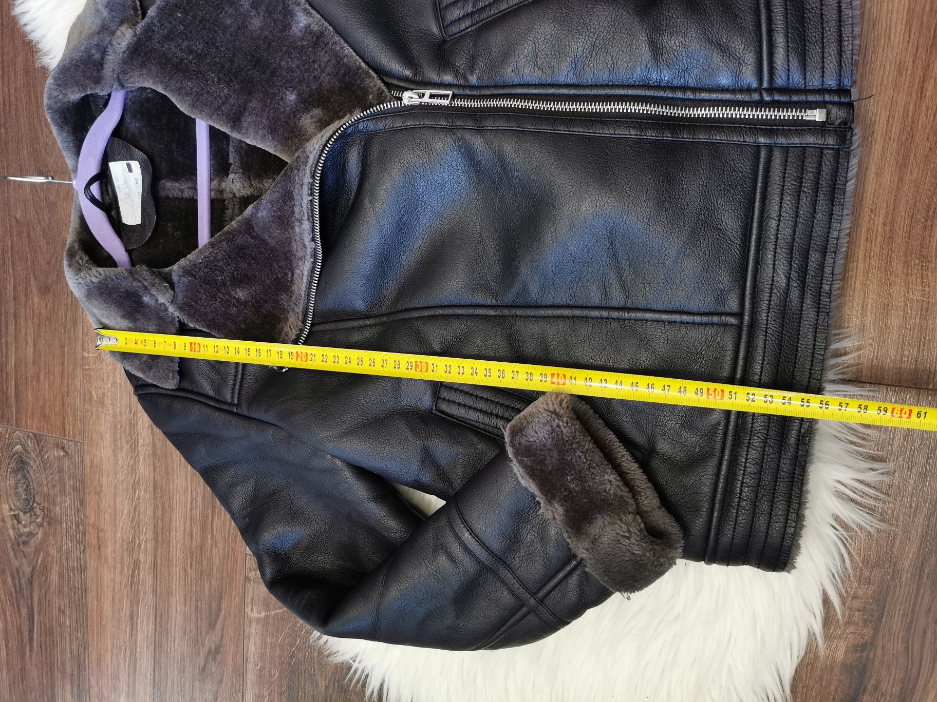 Skórzana kurtka Zara biker ramoneska z futerkiem kożuszek kożuch xs 34
