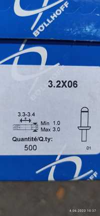 Nity zrywalne  aluminiowe  3,2x06. 500 sztuk