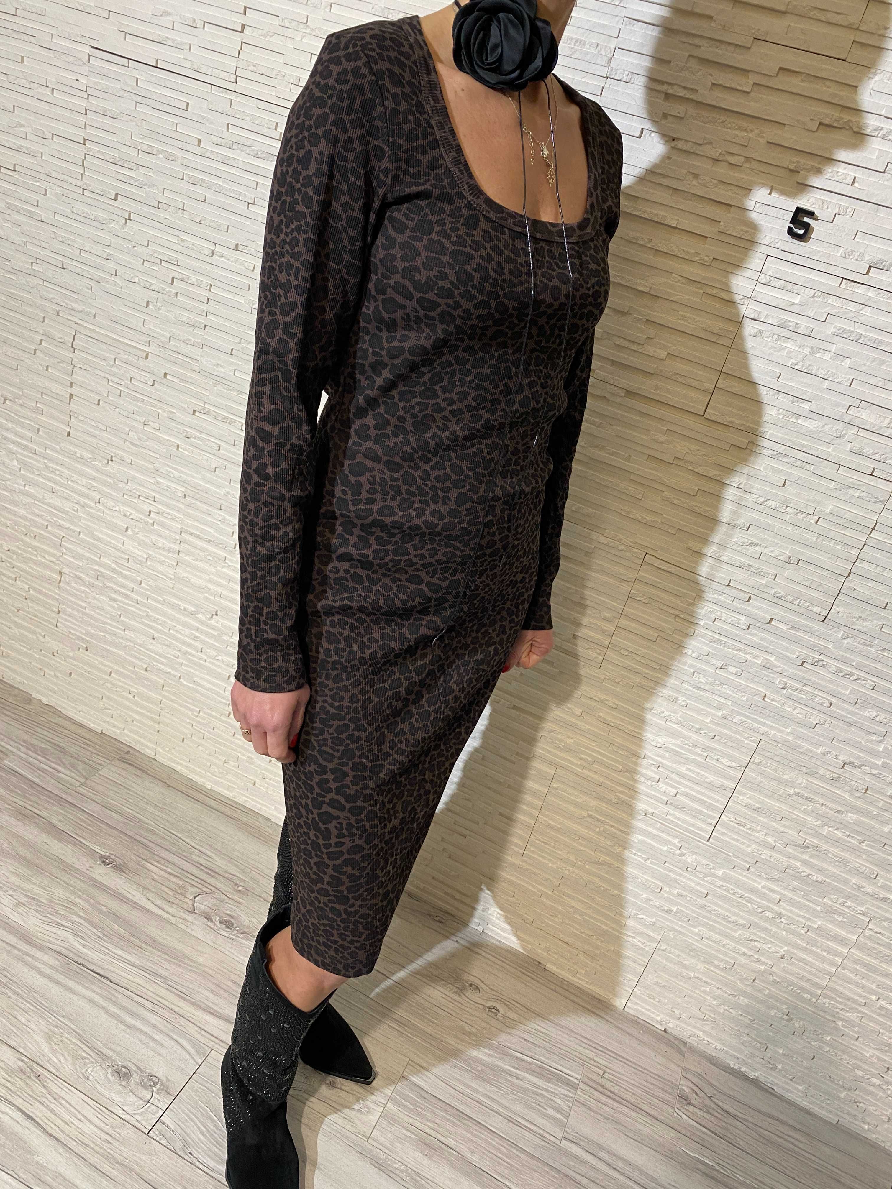 Project Runway lemonada nowa sukienka gepard cętki prążek midi