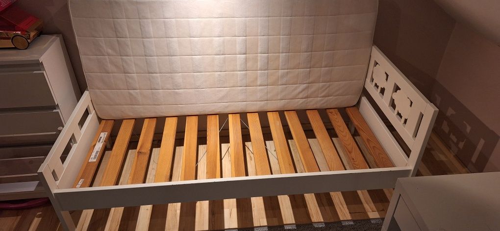 Łóżko IKEA KRITTER 70x160 cm Białe + Materac + Prześcieradło x2