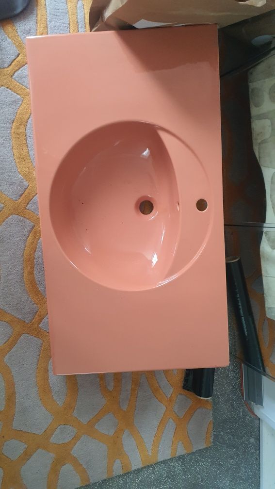 Umywalka nablatowa kolorowa koralowa 100x55x10