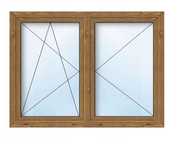 Okno PCV 1465 x 1135 70mm 6-komorowe 2-szybowe 1x złoty dąb 150x120