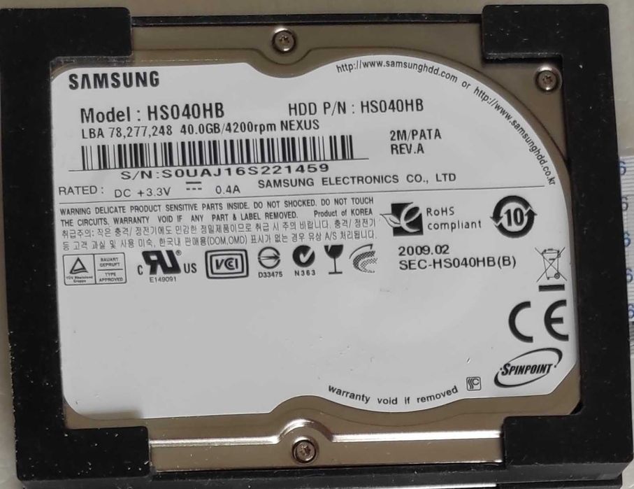 40GB ZIF PATA Hard Drives 1.8"64286246900994122