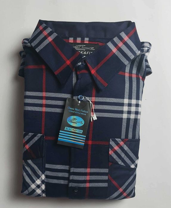 Męska koszula w kratę ciepła ocieplana polarem roz. L 41/42 Black&Fish