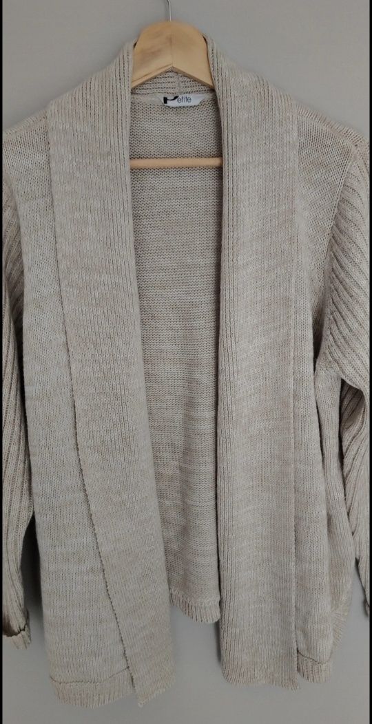 Kardigan damski narzutka beżowy elegancki bawełniany cotton spring 48