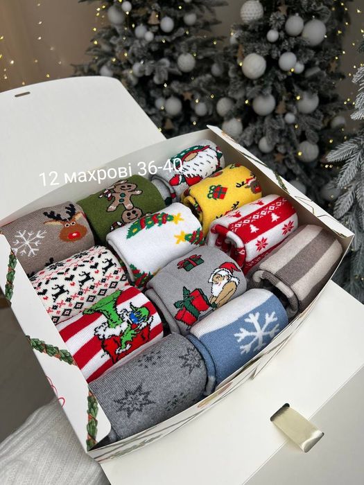 Подарунковий новорічний набір шкарпеток чашка