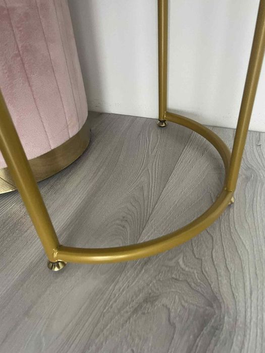 Toaletka z Lustrem LED ASHLEY Różowa z Szufladą i krzesłem pufą