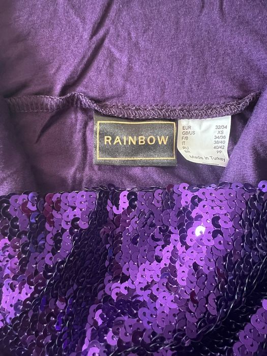 Tunika imprezowa bluzka cekinowa fioletowa kryjąca ciążowa sylwester