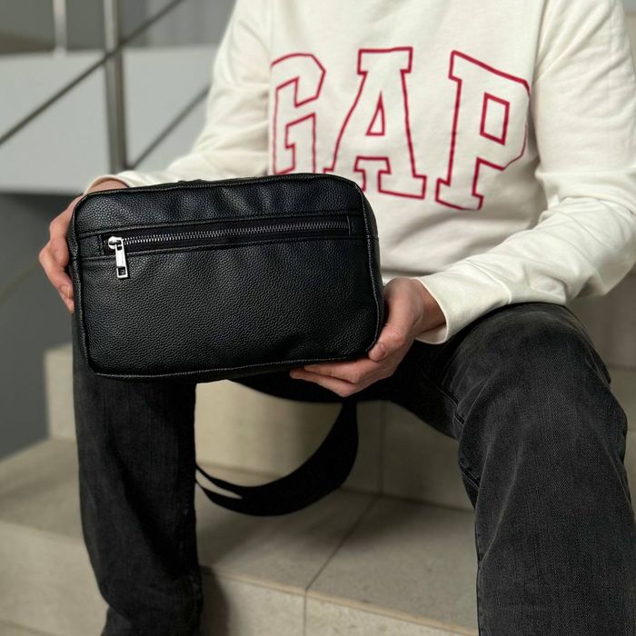 Сумка чорна через плече .Чоловіча барсетка,бананка