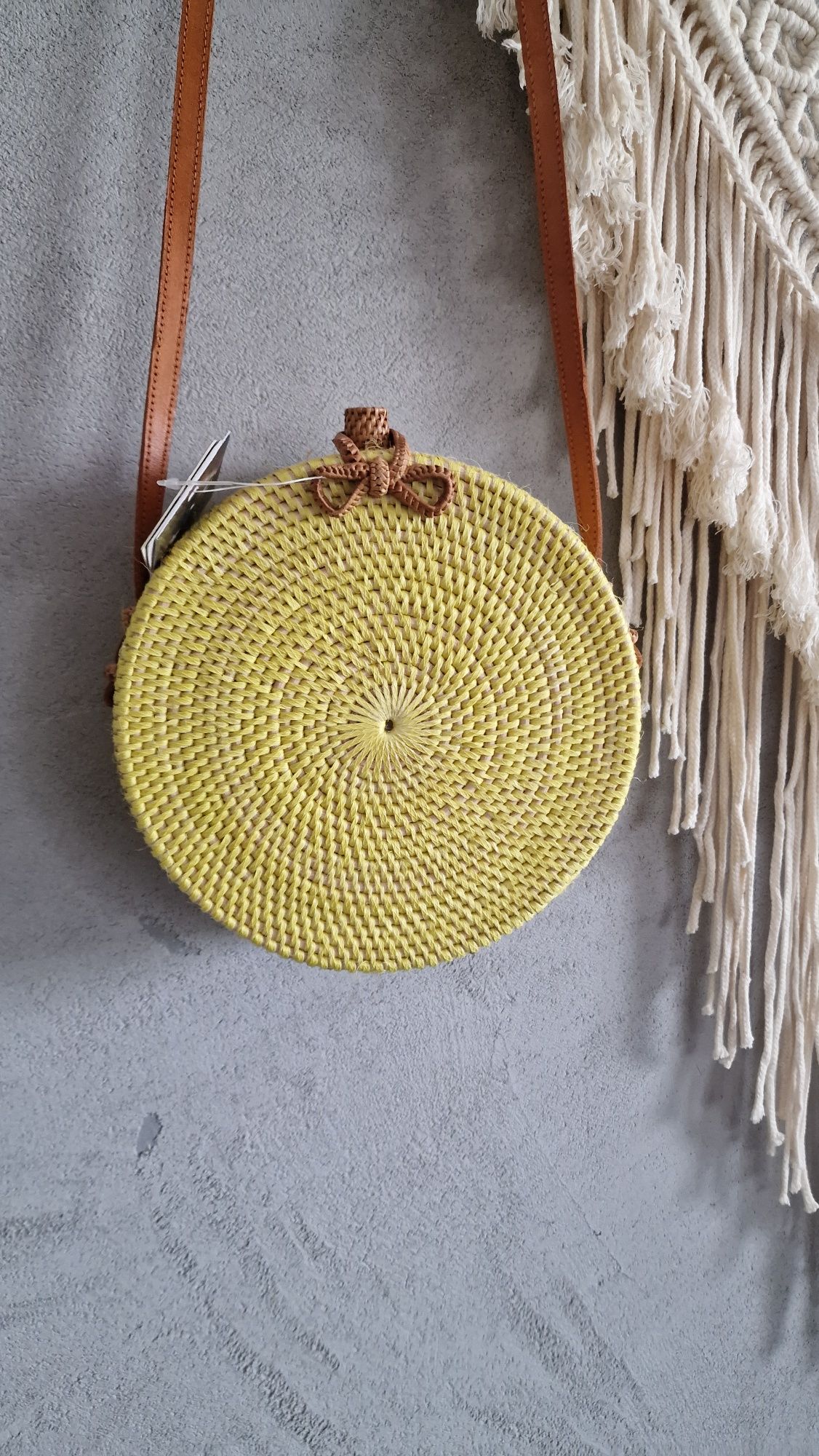 Nowa torebka Bali Bali pleciona, wiklinowa. Żółta okrągła.