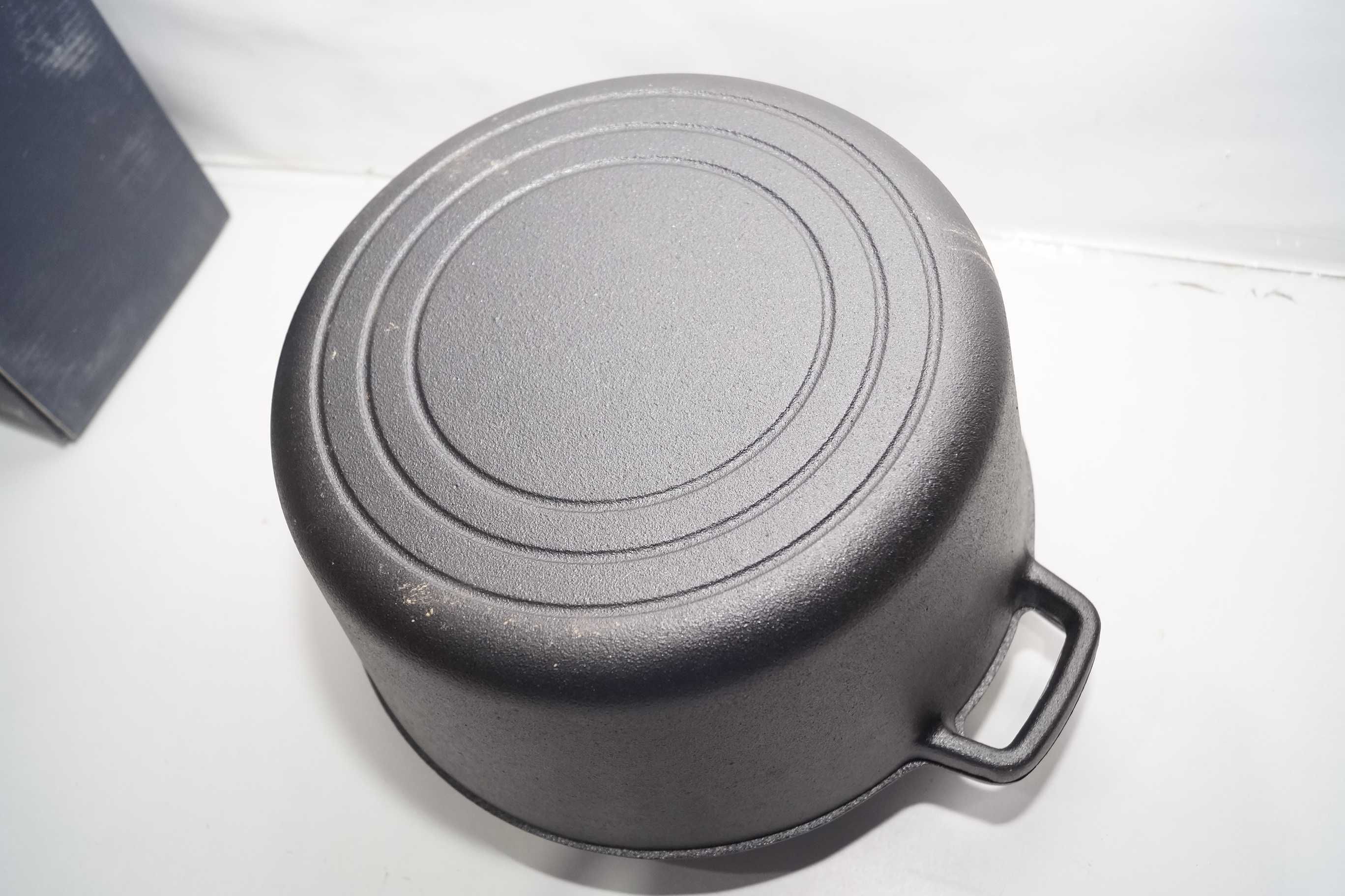 lezzet 2w1 żeliwny garnek do gotowania zapiekania z patelnią 27cm 4,8l