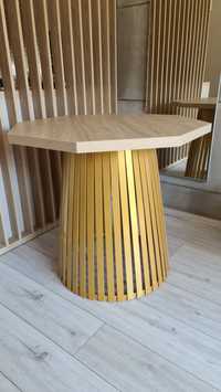 Stół hexagon nowoczesny złoty dąb loft drewniany spawany